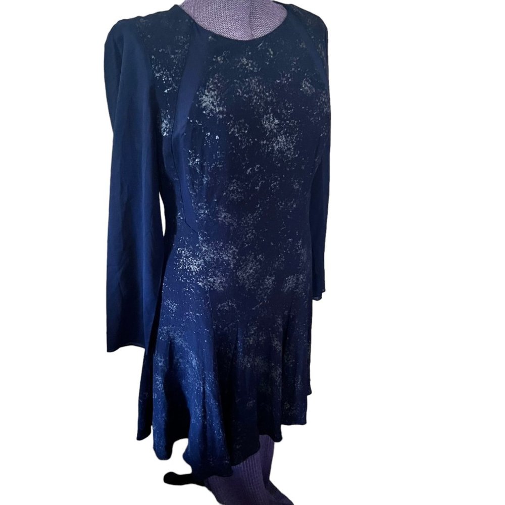 Rebecca Taylor Foil Silk Fit and Flare Dress 10 - Picture 5 of 9